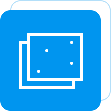 Group 2 Blue icon with two overlapping squares.