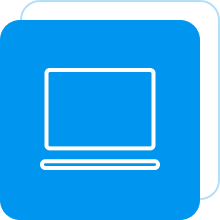 bGroup 9 (1) Laptop icon on blue square background.