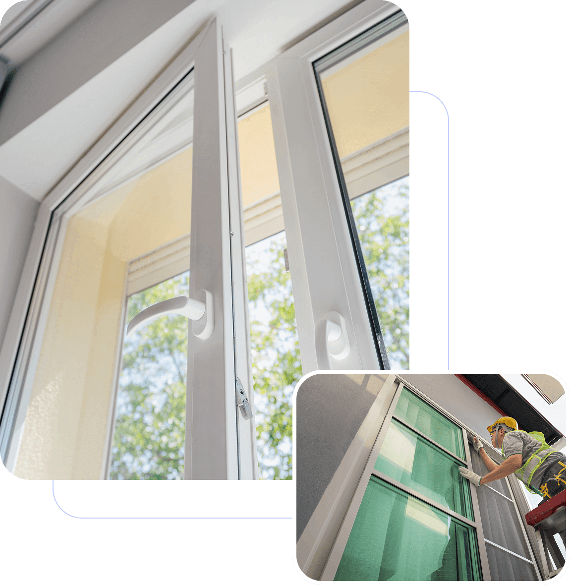 Group 8 Open windows with person installing glass.